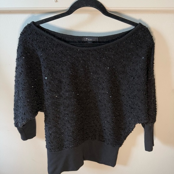 XXI Sparkle Sequin Sweater Top Tight Waist Band - Picture 1 of 7